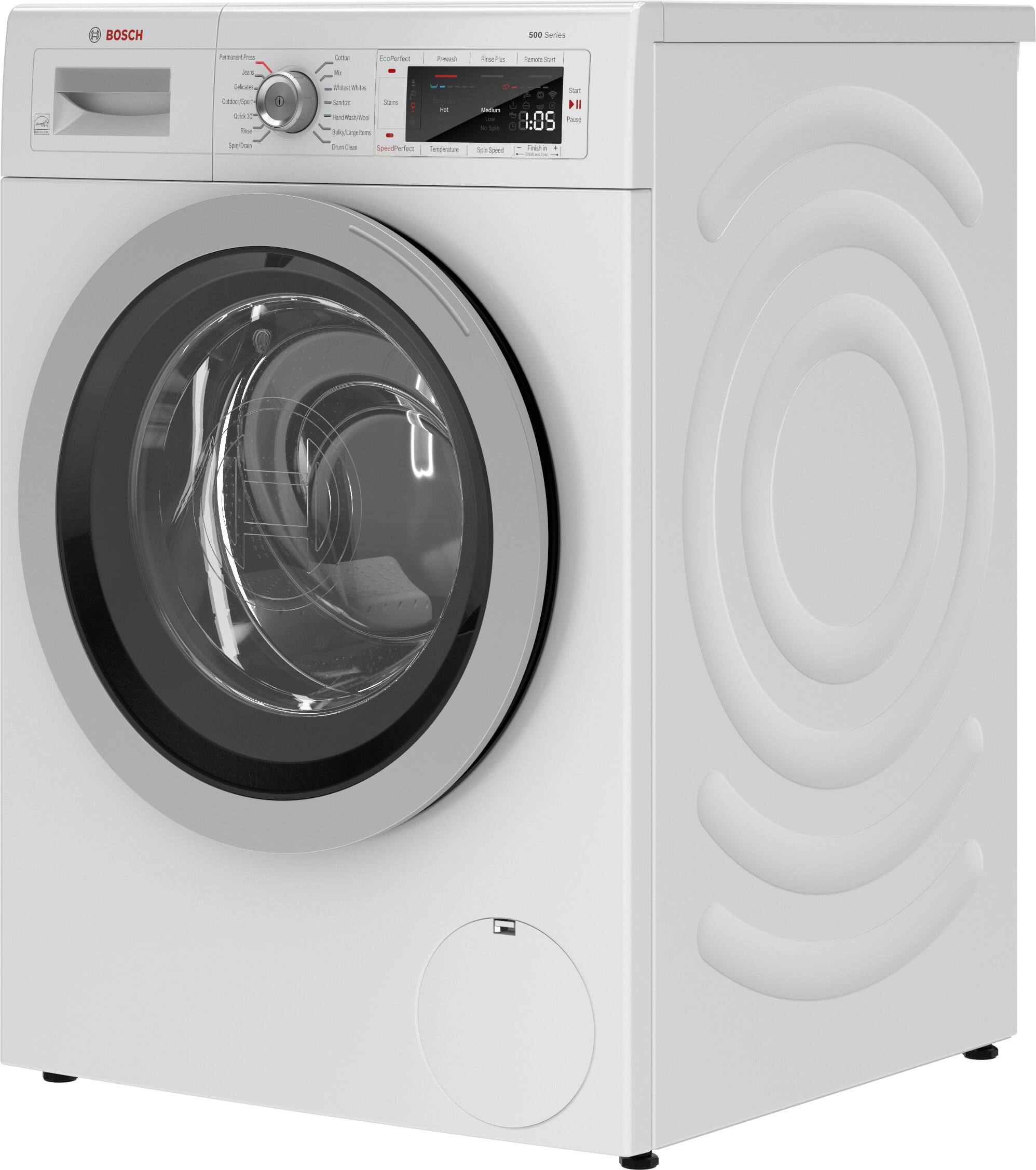 The front load washer is made by Bosch.