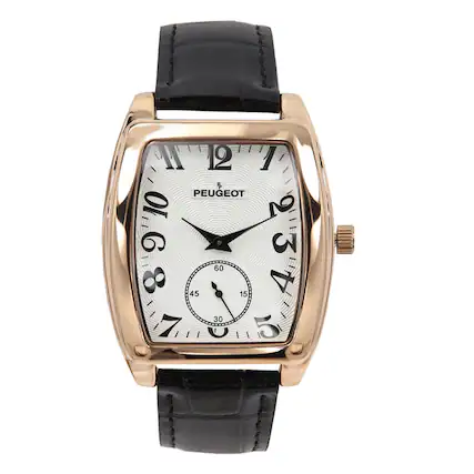 Front. Peugeot - Men’s Vintage 50mm x 38mm Cushion Shaped Watch - Rose Gold.