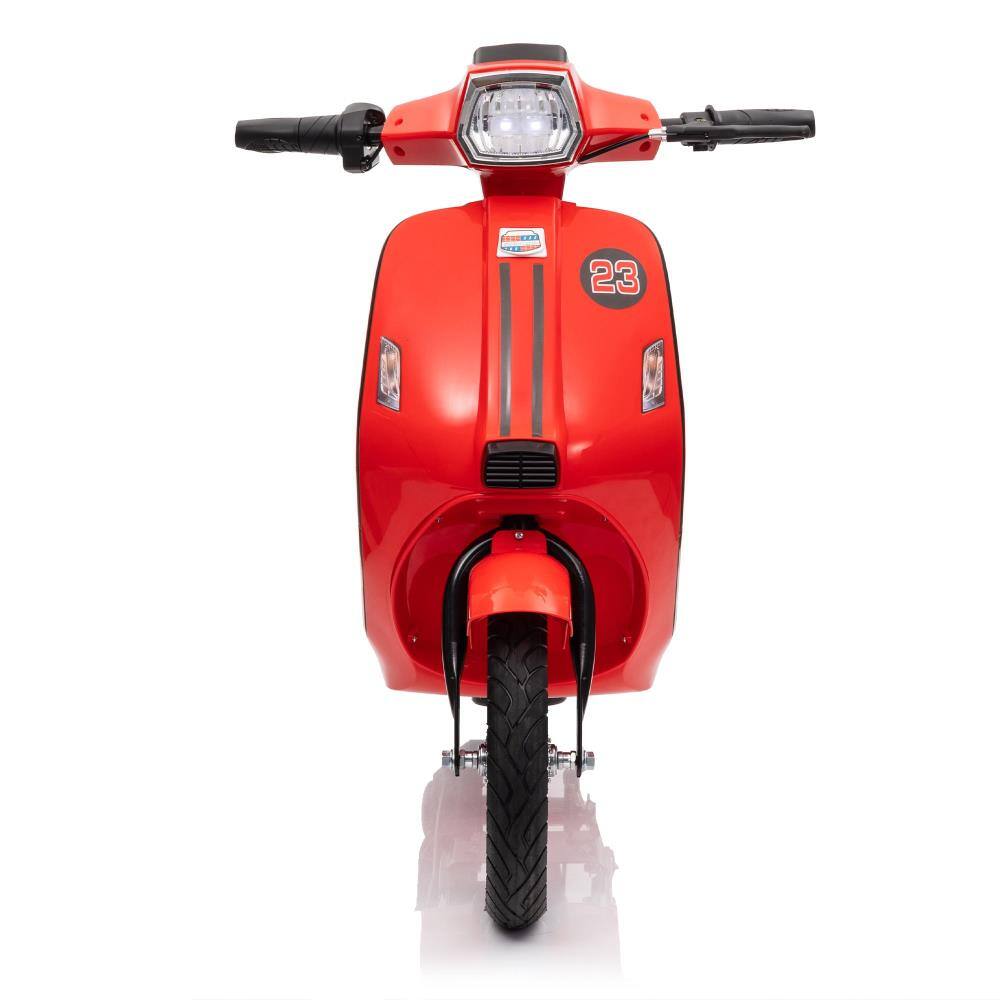 Alt View 1. BreeBe - 24V 250W Electric Scooter w/ 12" Air Tires, Hand Brake & Accelerator, Dual Rear Suspension, Slow Start, Ages 8+ - Red.