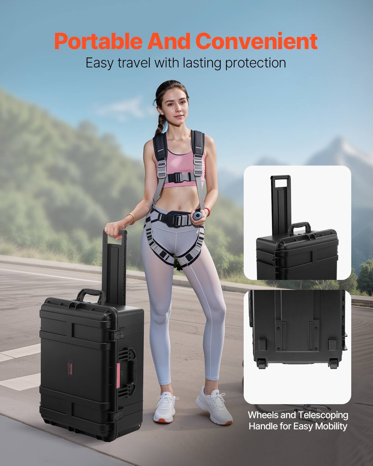 Portable And Convenient  
Easy travel with lasting protection  

Wheels and Telescoping Handle for Easy Mobility