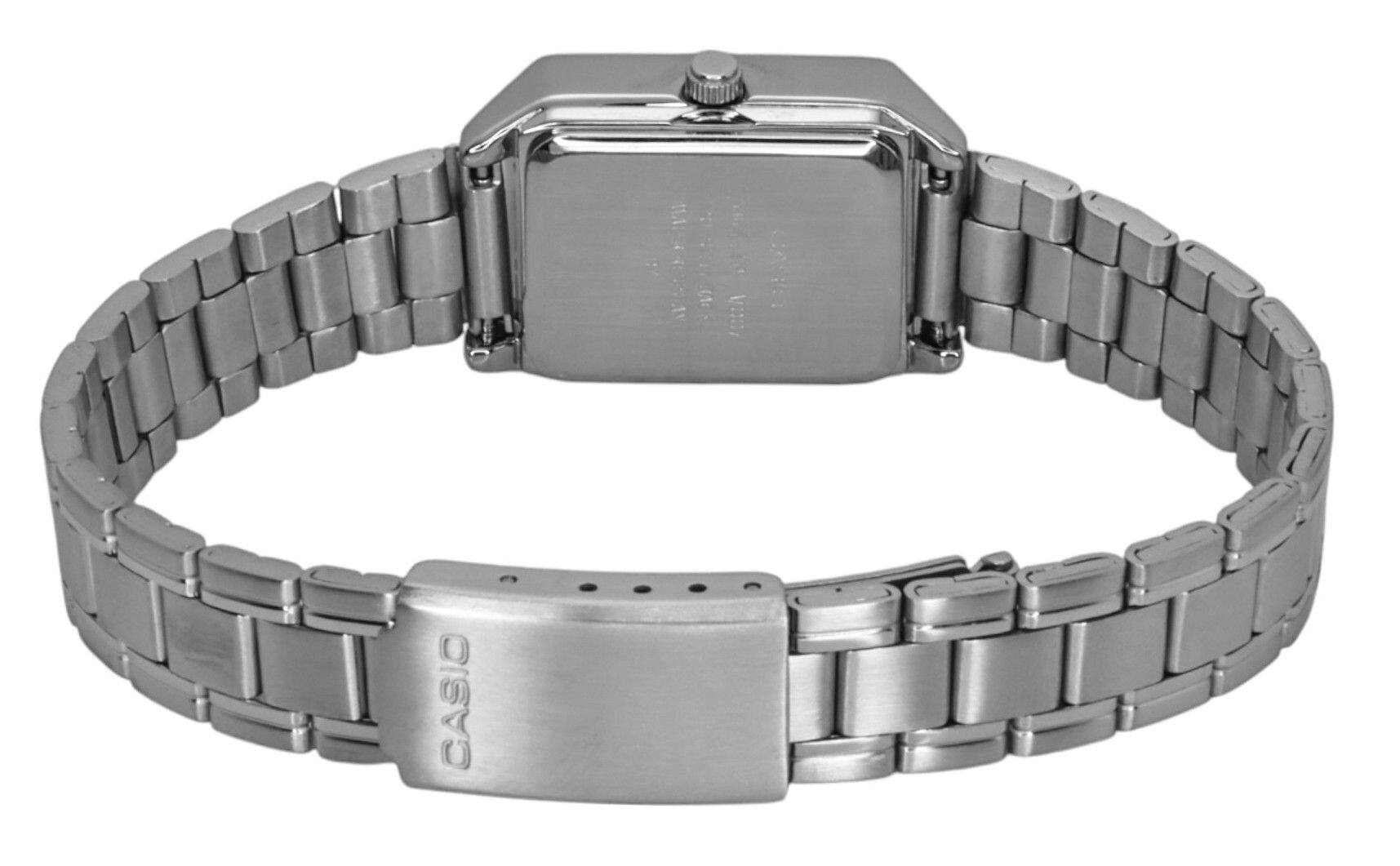 Left. Casio - Casio Women’s Stainless Steel Watch with Silver Roman Dial - LTP-V007D-7BUDF - Silver.