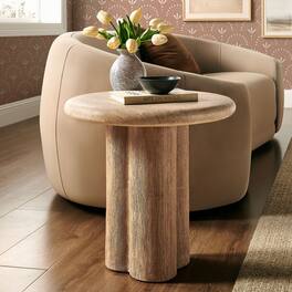 Tori 20 Inch Round Indoor and Outdoor Side Table by Modway - Travertine