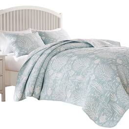 Greenland Home Fashions - Marina Luxury Modern Design 3 Pieces Coverlet Set for Bed Full/Queen - Seafoam