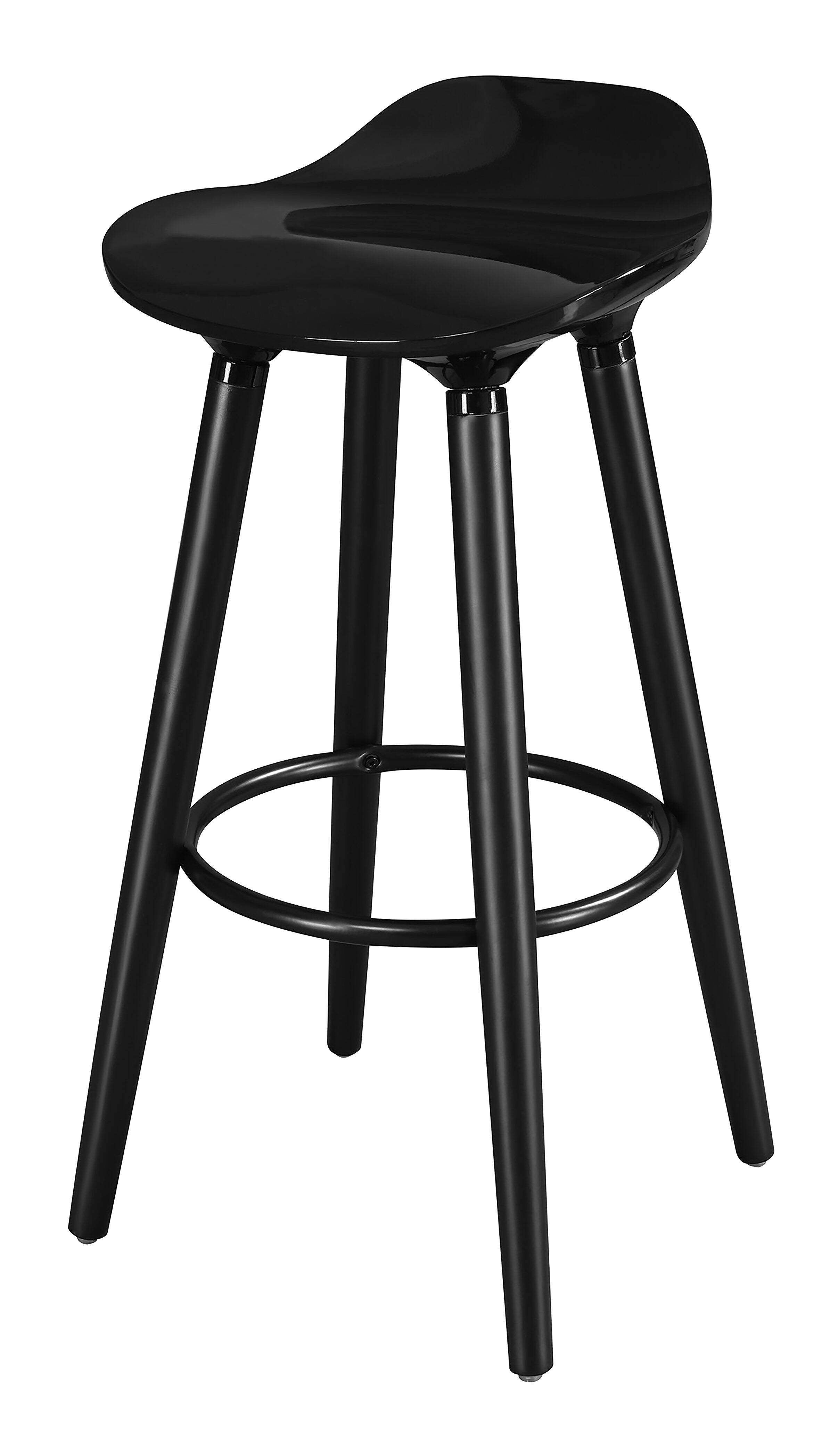 Angle. Elle Decor - Caroline Wood Bar Stool - Black.
