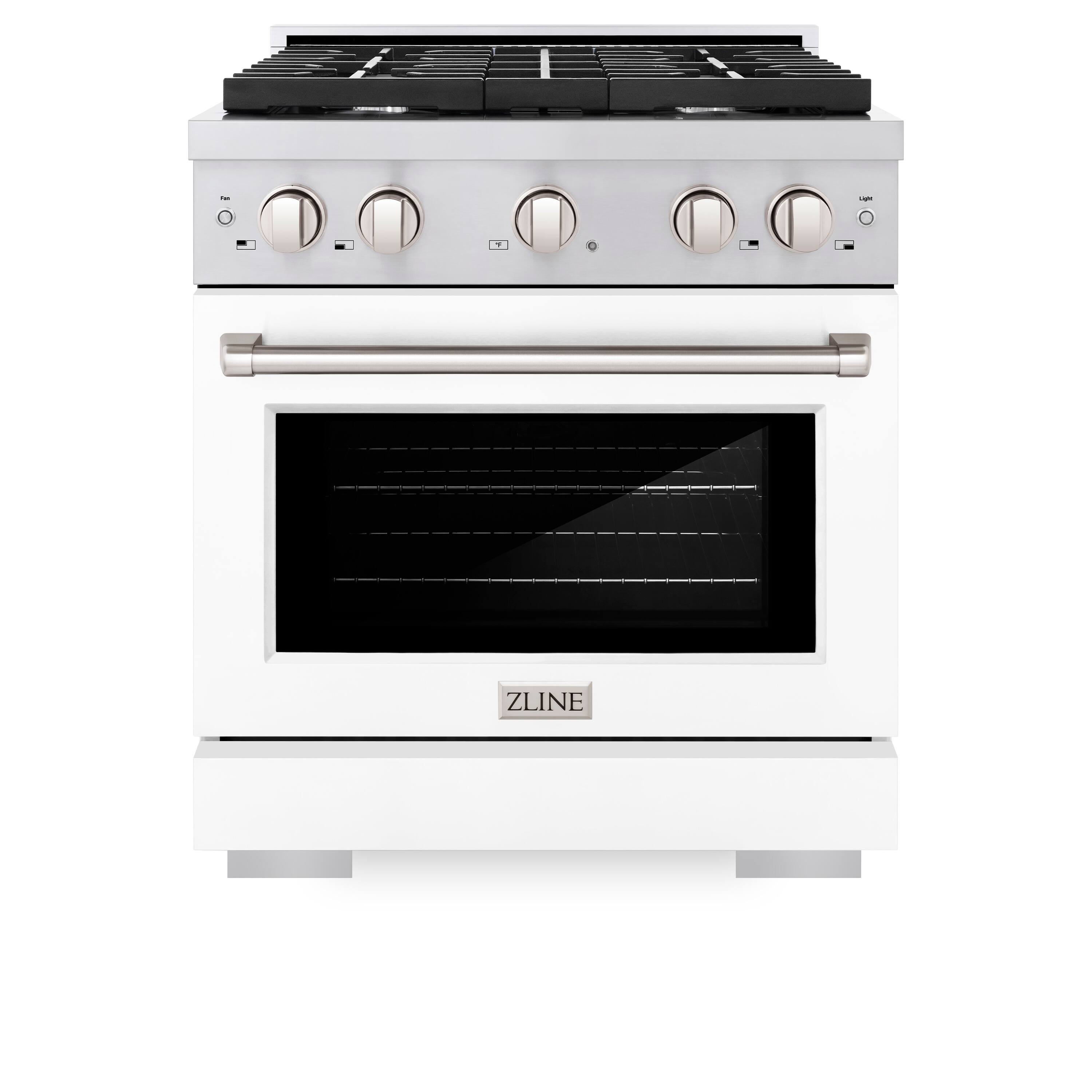 ZLINE - 30" Paramount Gas Range with 4 Burner Cooktop and Convection Oven (SGR-WM-30) - White Matte