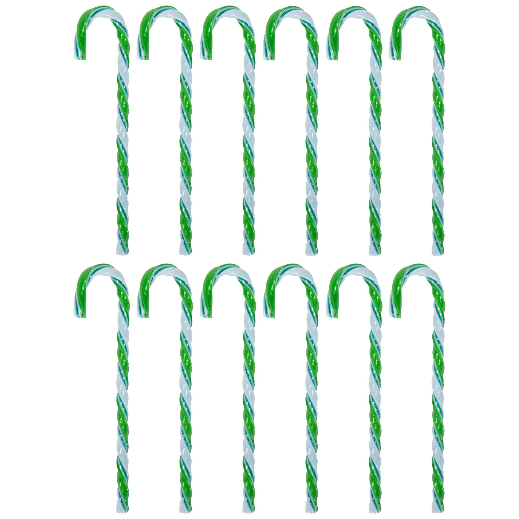 Northlight - Twist Candy Cane Christmas Ornaments - 6" - and White - 12 ct - Green