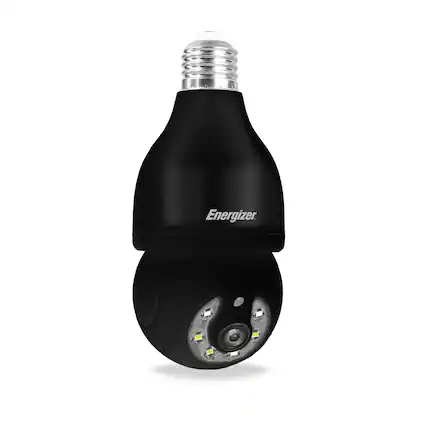 Front. Energizer - Energizer Smart Outdoor 2K QHD Security Socket Camera, 5GHz & 2.4 GHz Dual Band, Pan & Tilt Motion Tracking, 2-Way Audio - Black.
