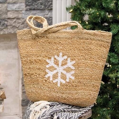 Angle. BreeBe - *Snowflake Jute Tote - Brown.