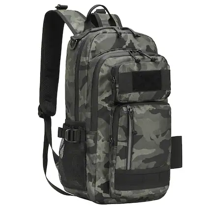 Front. Unique Bargains - 35L Fishing Backpack with Rod Holder Waterproof Tackle Backpack Sling Crossbody Fishing Bag for Fishing Camping Hiking - Army Green Camouflage.