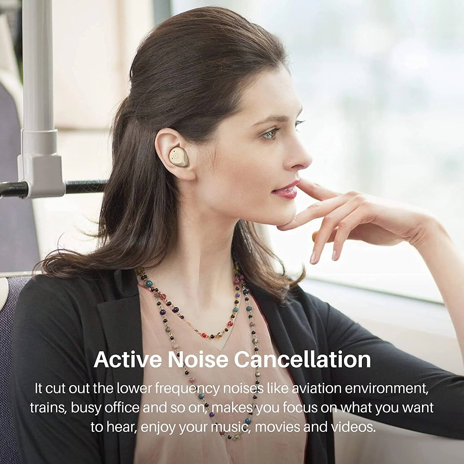 Active Noise Cancellation

It cuts out the lower frequency noises like aviation environment, trains, busy office and so on, makes you focus on what you want to hear, enjoy your music, movies and videos.