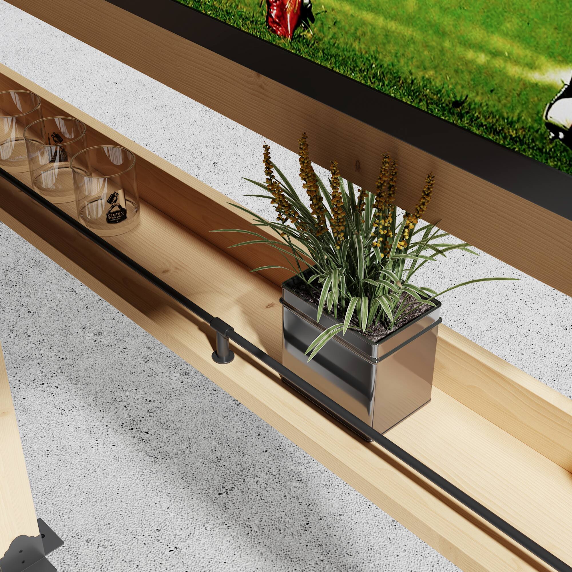 Alt View 9. Famapy - Outdoor Entertainment Bar Gazebo with Dual Bar Counters, TV Mount, Cedar Frame and Weatherproof Roof.