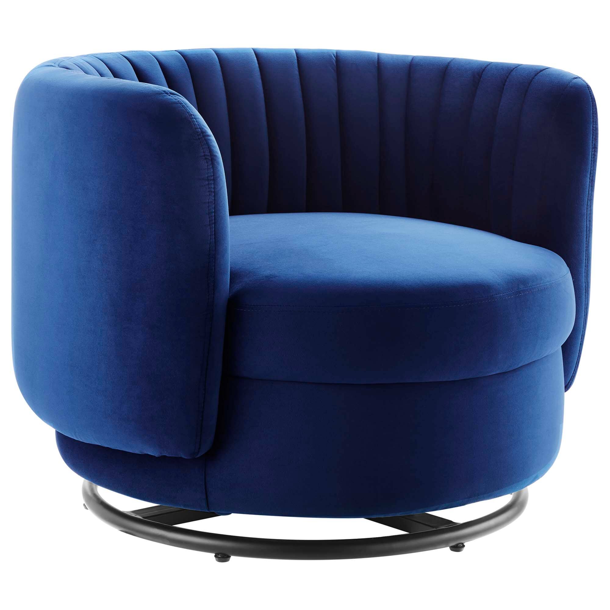 Angle. Modway - Embrace Tufted Performance Velvet Swivel Chair by Modway - Black Navy.