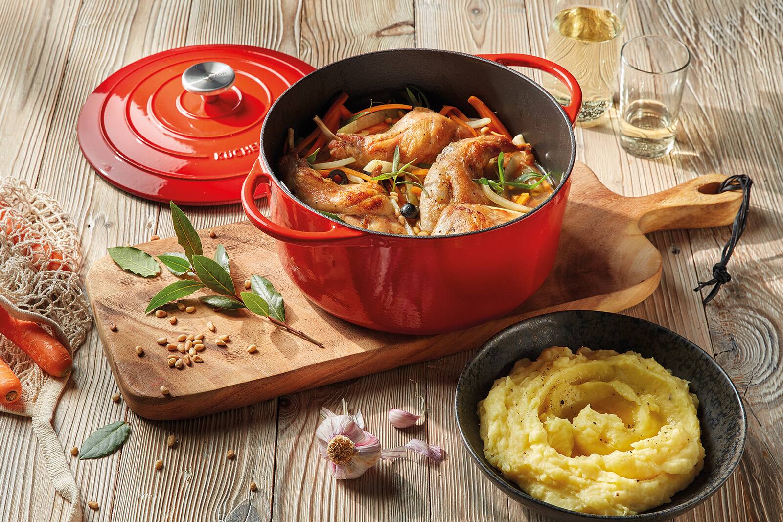 Alt View 5. Kuchenprofi - Provence Enameled Cast Iron Round Dutch Oven, 11" dia., 7 qt, Classic Red - Classic Red.