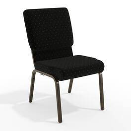Emma + Oliver - 18.5"W Stacking Church/Reception Guest Chair - Black Dot Patterned Fabric/Gold Vein Frame
