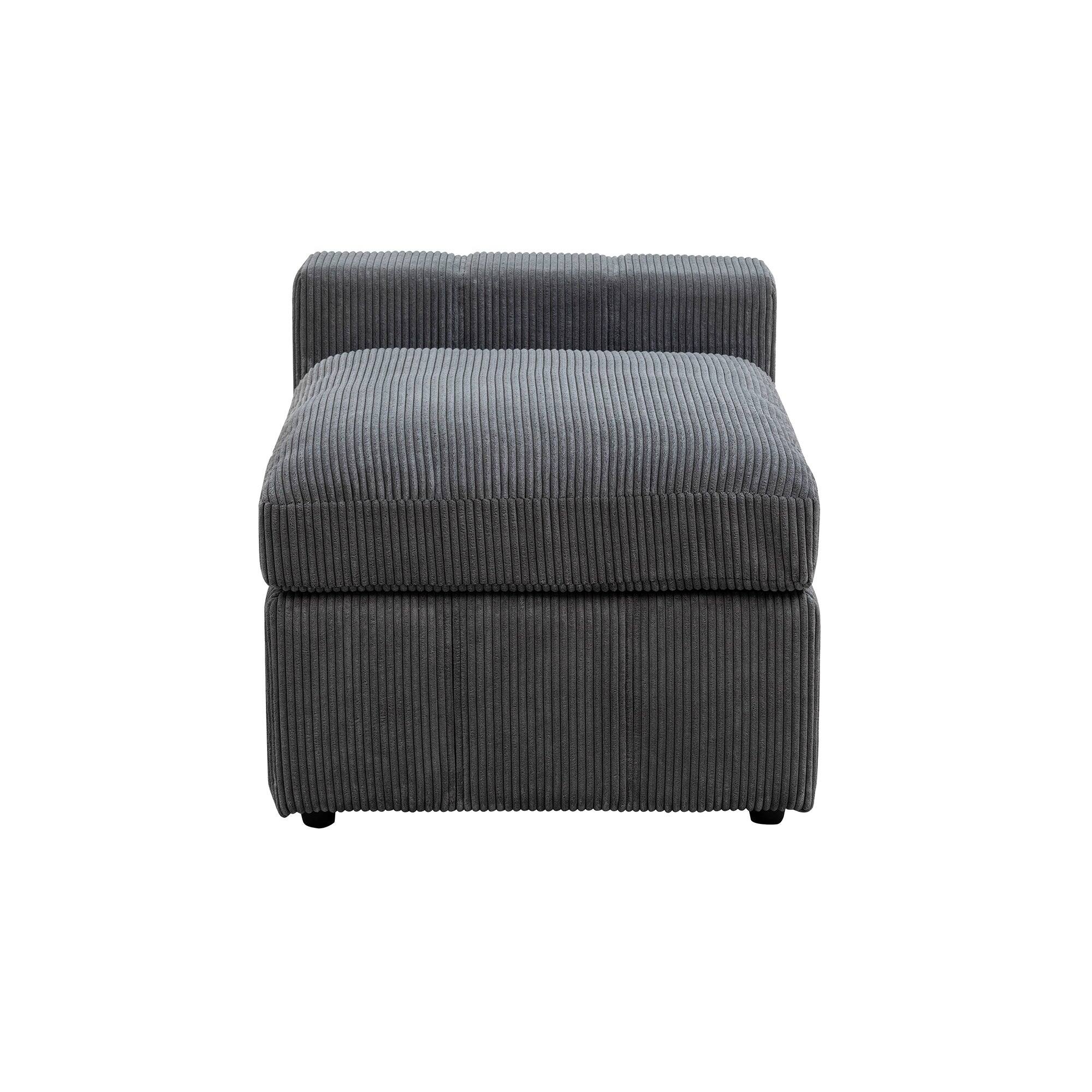 Alt View 7. Boyel Living - Living Room Corduroy Modular Sectional Sofa Large U Shaped 7 Piece Set with Storage Ottoman - Charcoal Gray.