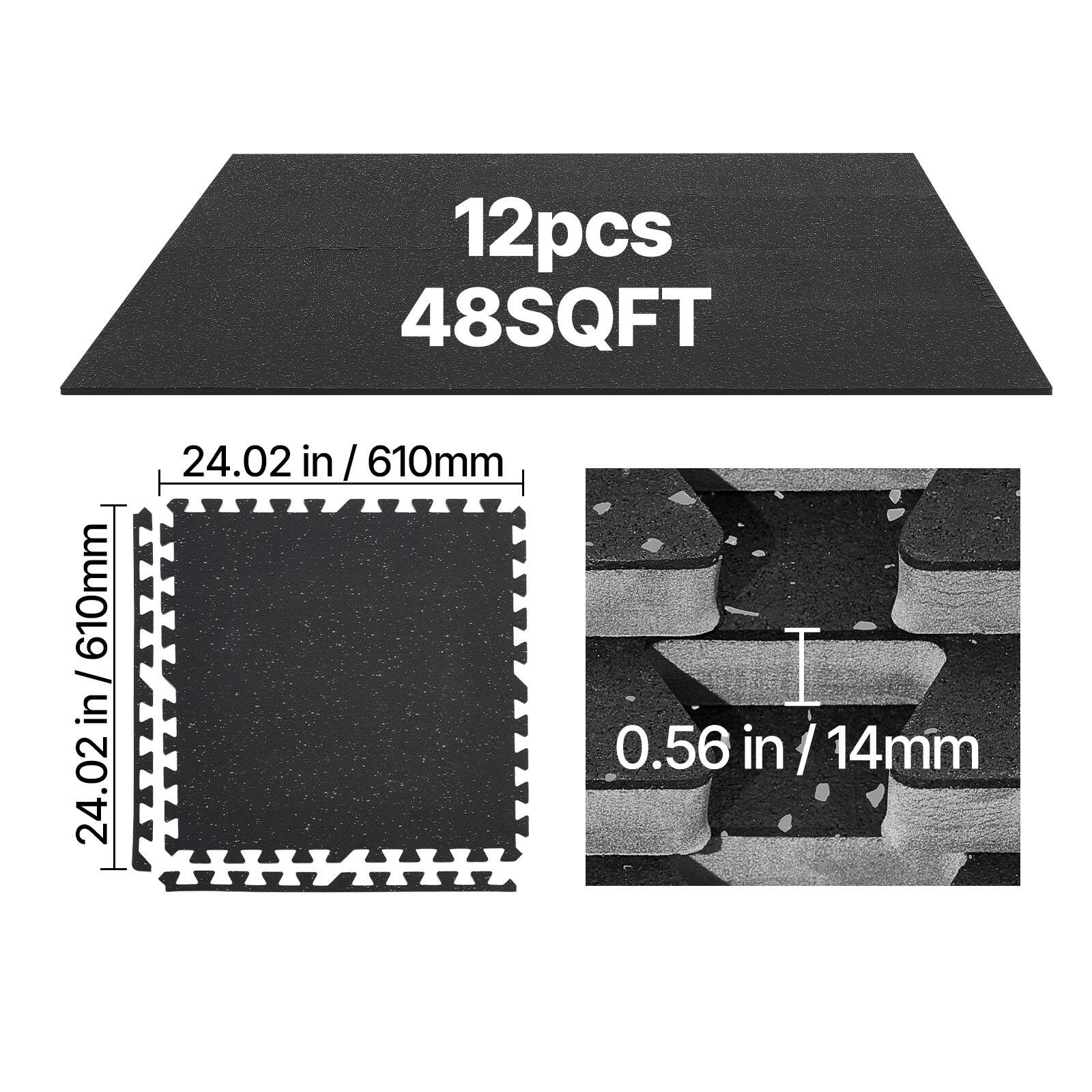 12pcs 48SQFT  
24.02 in / 610mm  
0.56 in / 14mm