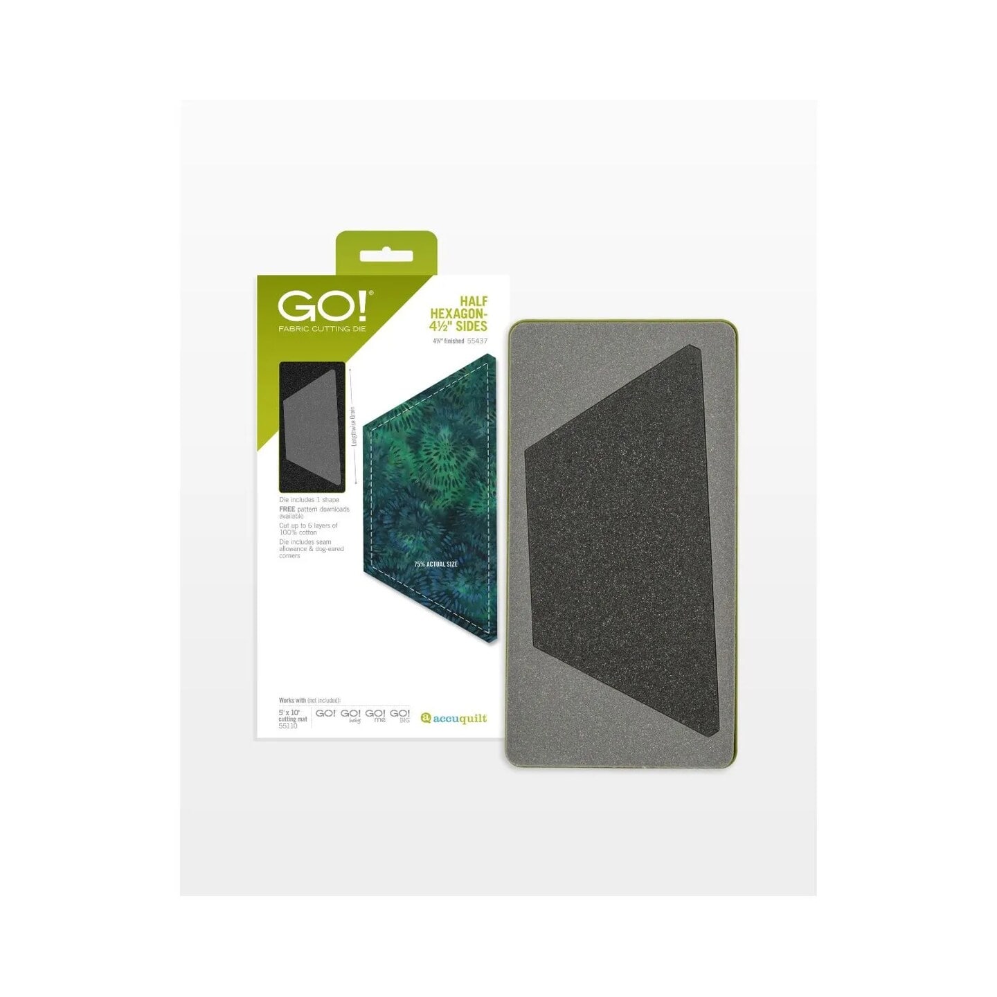 AccuQuilt - GO! Half Hexagon-4 1/2 Sides (4 1/4" Finished) Die - Green