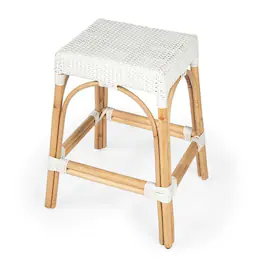 Butler Specialty - Robias Rectangular Rattan 24.5" Counter Stool - Glossy White