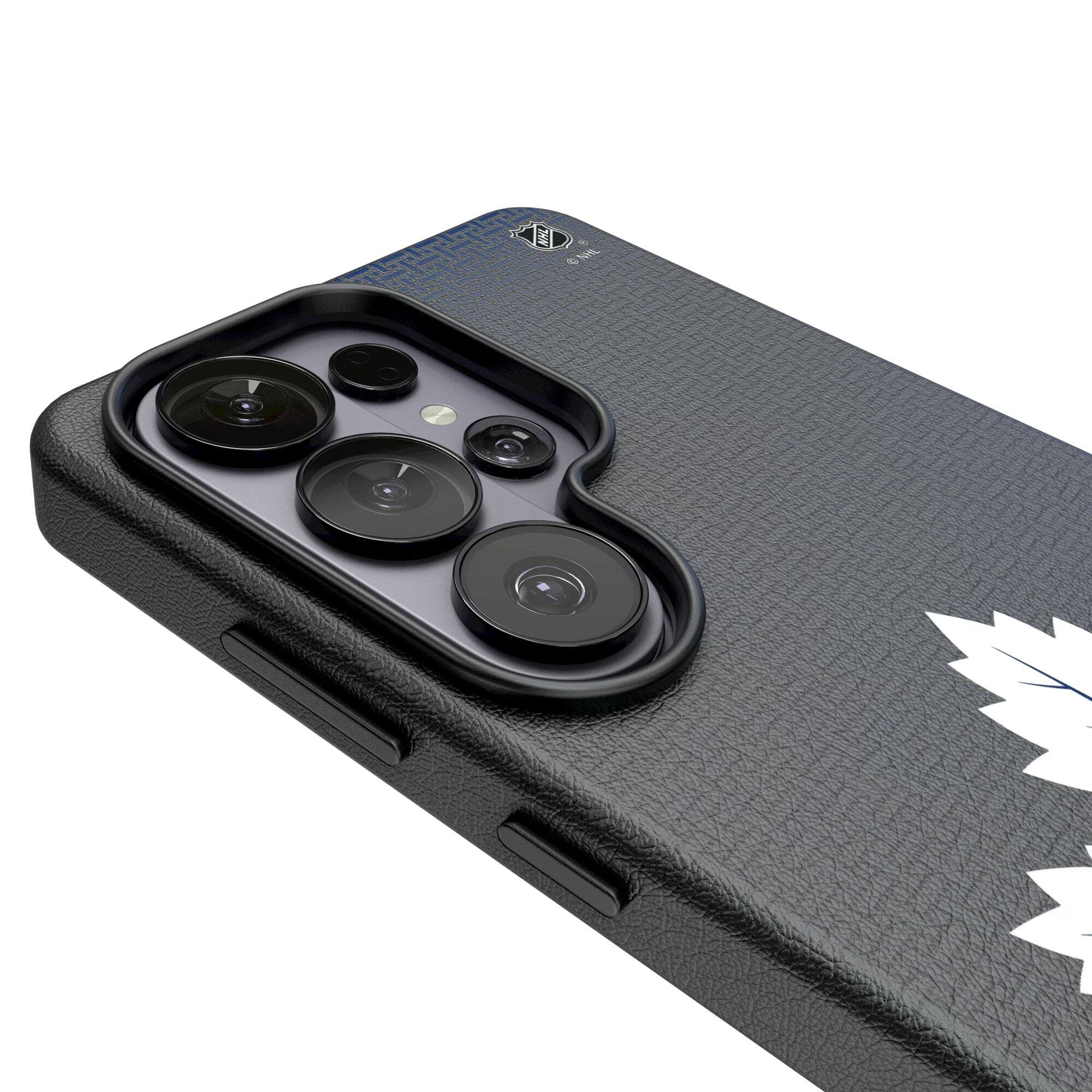 Alt View 2. Keyscaper - Toronto Maple Leafs Linen Galaxy Magnetic Bump Case - S24 - Black.