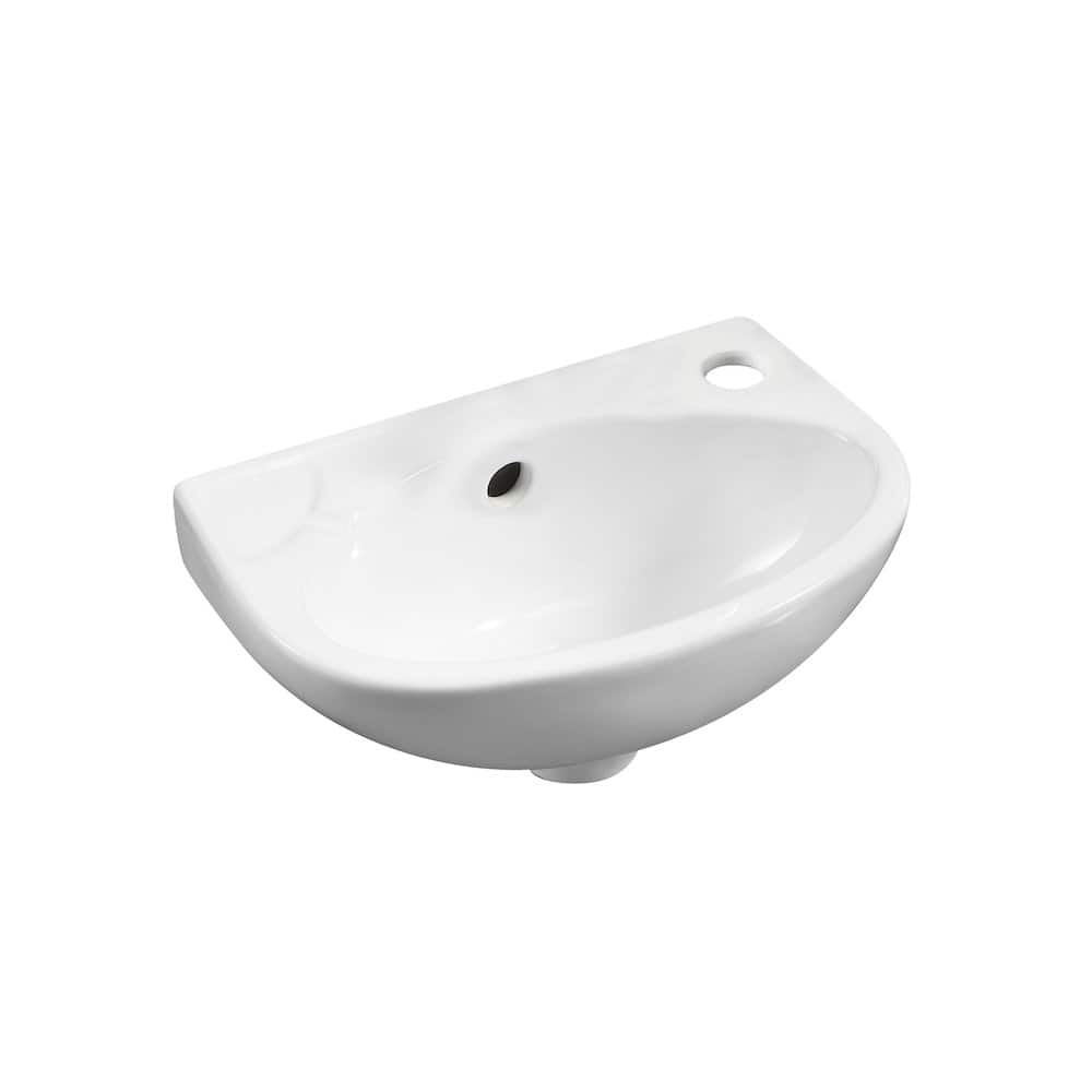 Alfi - 14" Small Wall Mounted Ceramic Sink with Faucet Hole - White
