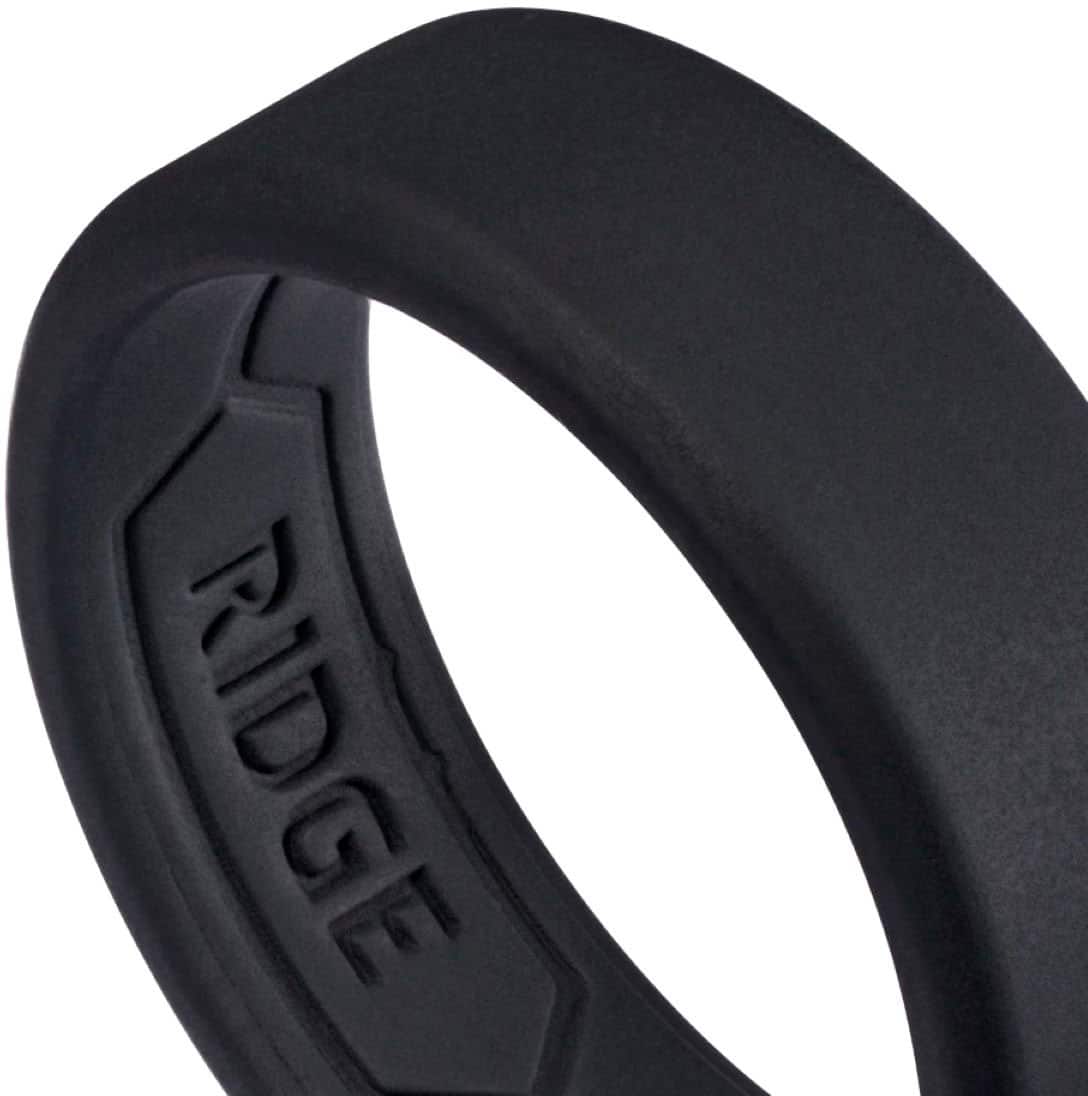 Left. The Ridge Wallet - 8MM SILICONE RING SET - Royal Black - Size 9 - Black.