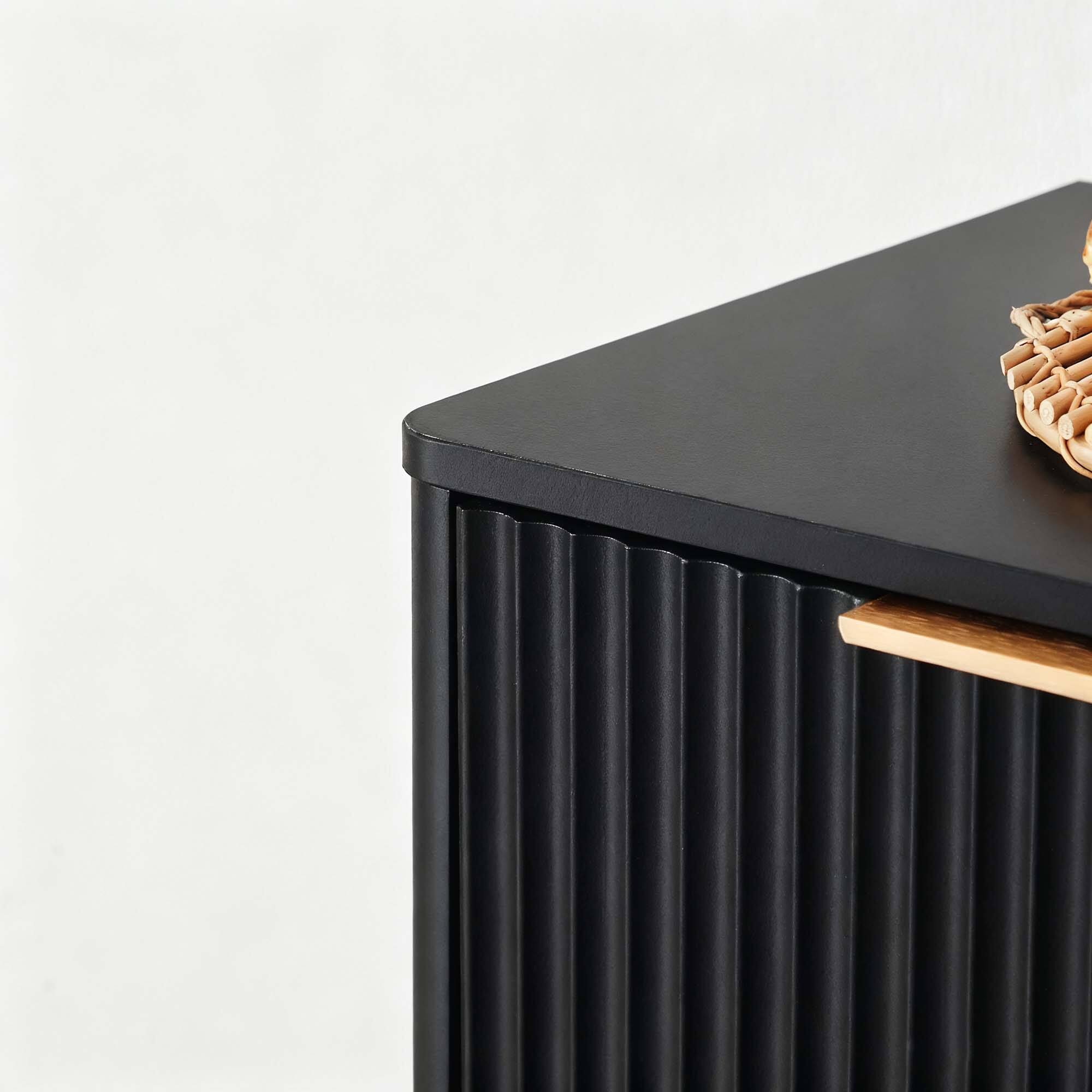 Alt View 5. Forest'nSky - 67-inch modern wavy sideboard, curved contour design storage cabinet,Black - Black.