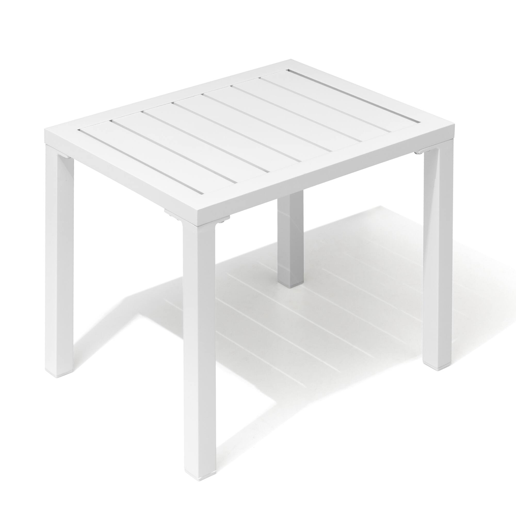 Back. Crestlive Products - Crestlive Products Aluminum Rectangular Patio Side Table, Small Outdoor Bistro Coffee Table - White.