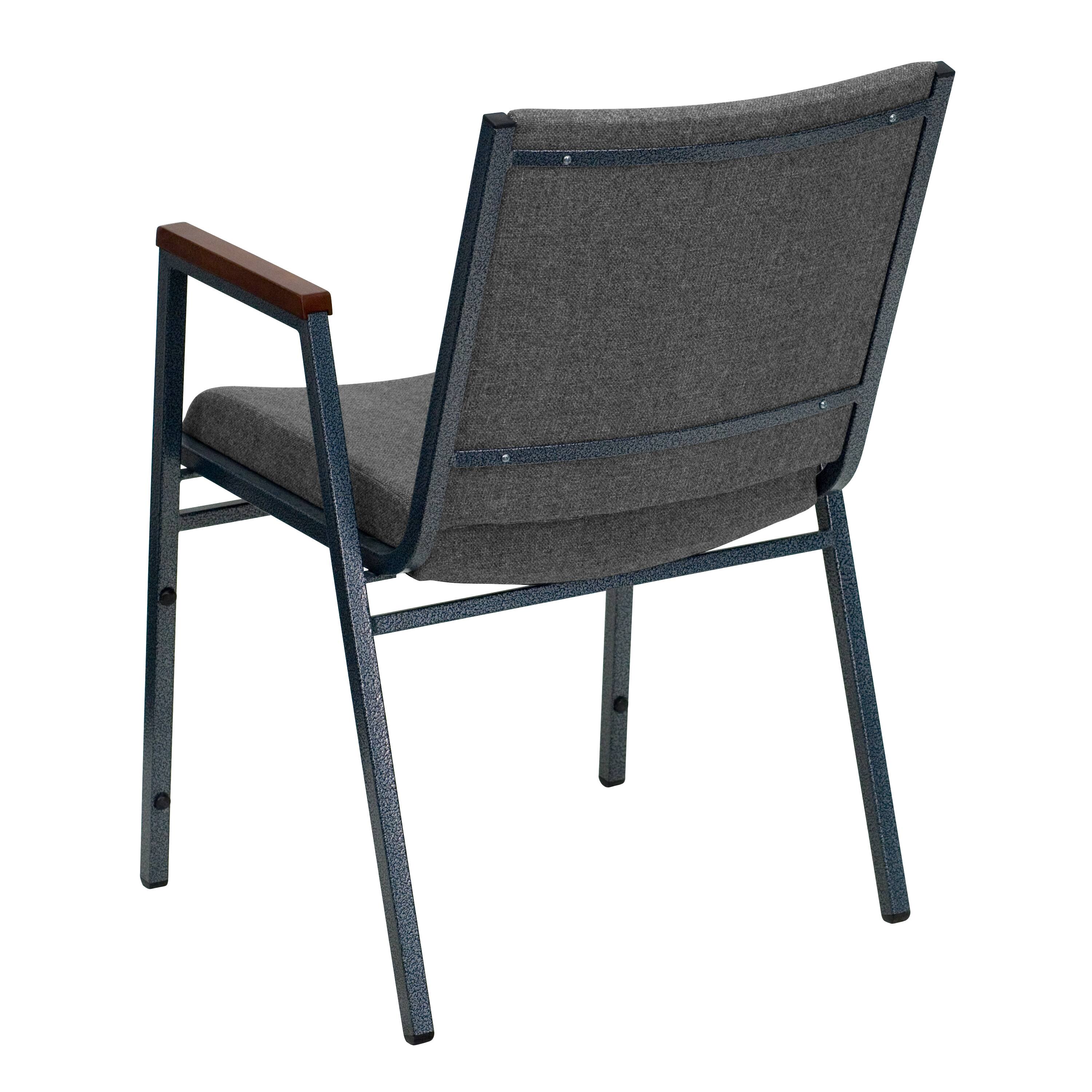 Alt View 4. Emma + Oliver - Heavy Duty Reception/Guest Stack Chair with Arms - Gray Fabric.