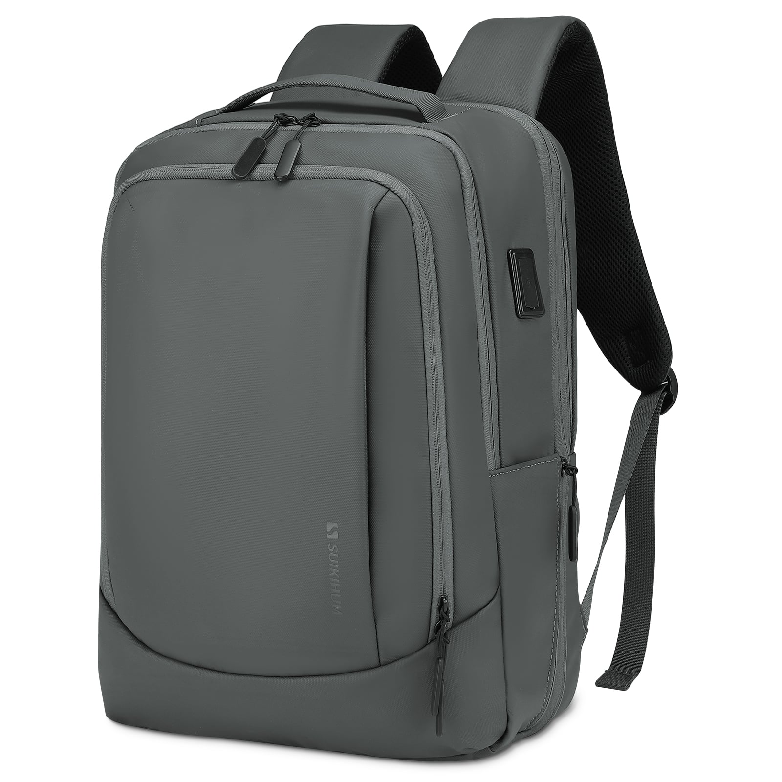 Unique Bargains - 35L Expandable Travel Backpack, 17" Laptop, USB-C Charging, TSA Approved Carry On Business Bag - Gray