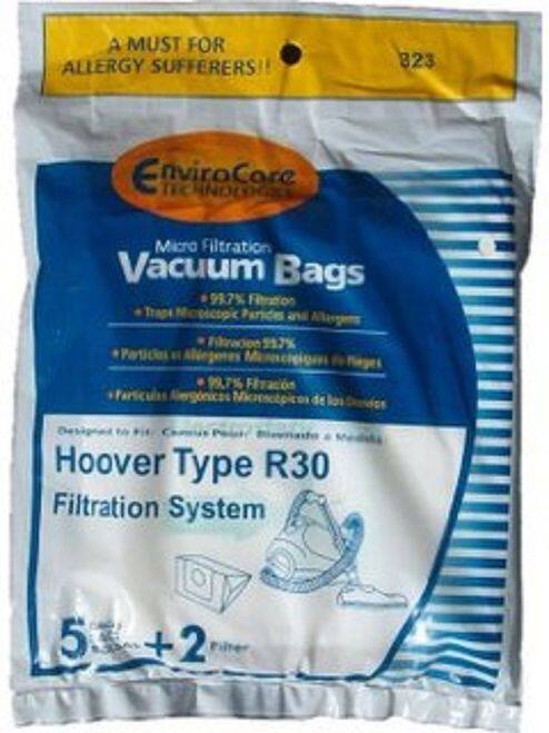 A MUST FOR ALLERGY SUFFERERS!!  
823 EnviroCore TECHNOLOGIC Micro Filtration Vacuum Bags  
97% Filtration Trap Particles  
99.7% Filtration of Hoover Type R30 Filtration System  
5 + 2