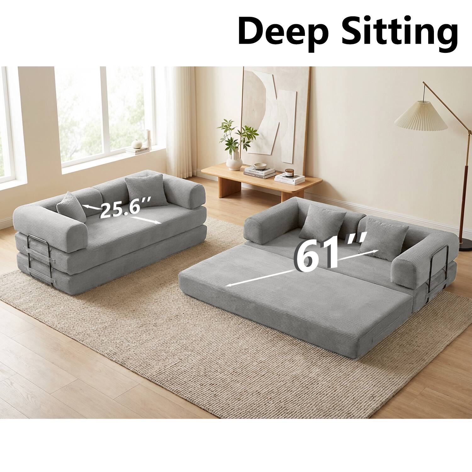 Deep Sitting  
25.6"  
61"