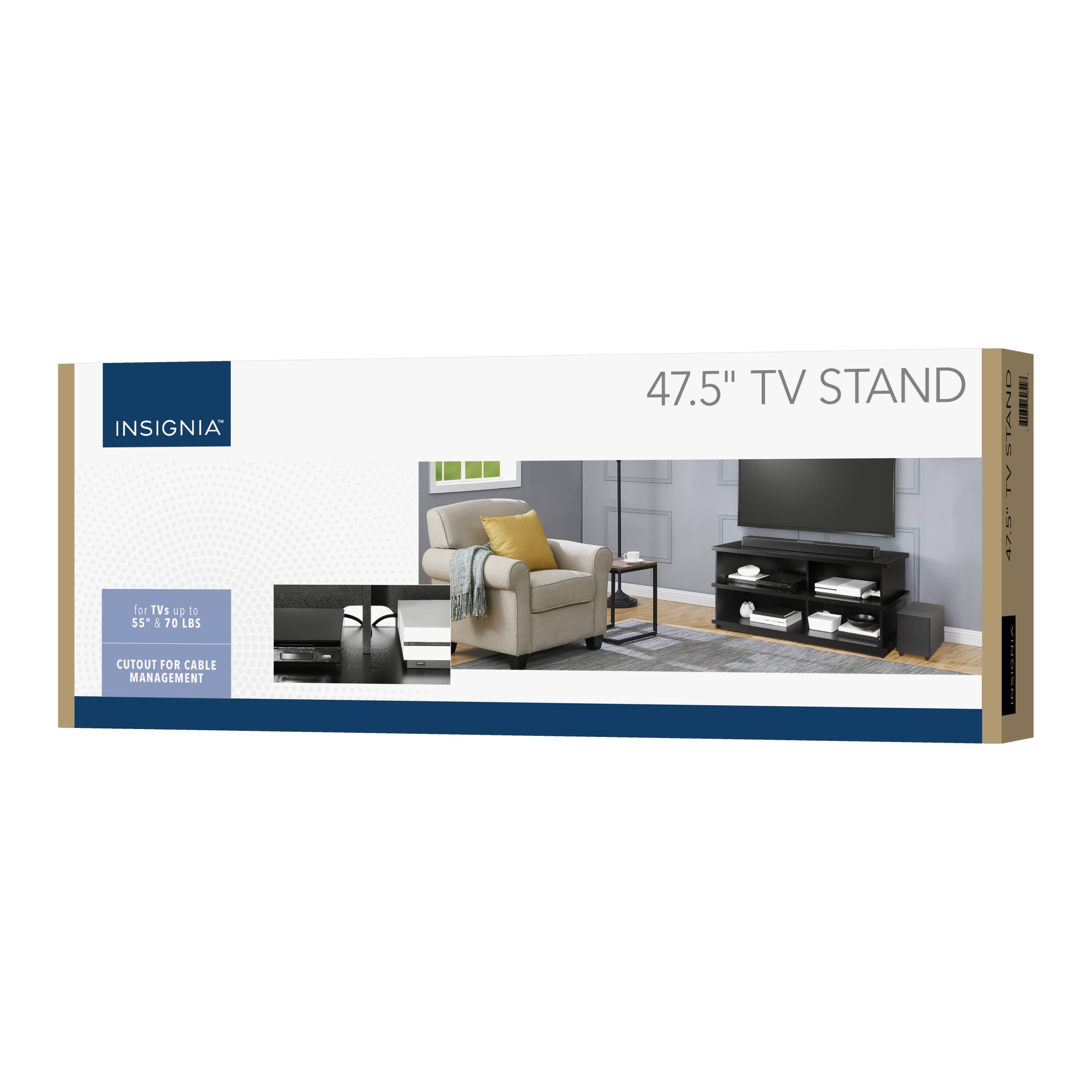 INSIGNIA 47.5" TV STAND - CUTOUT FOR CABLE MANAGEMENT - HOLDS UP TO 55" TVS UP TO 70 LBS - STANDARD SIZE 1.