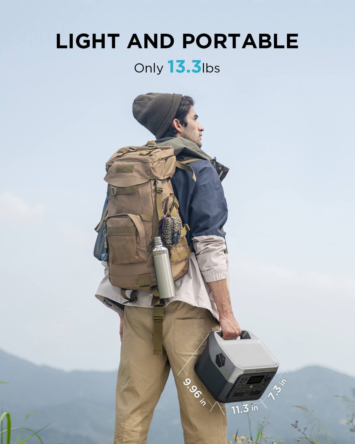 LIGHT AND PORTABLE: Only 13.3 lbs (9.96 kg) and 7.3 in (11.3 in)