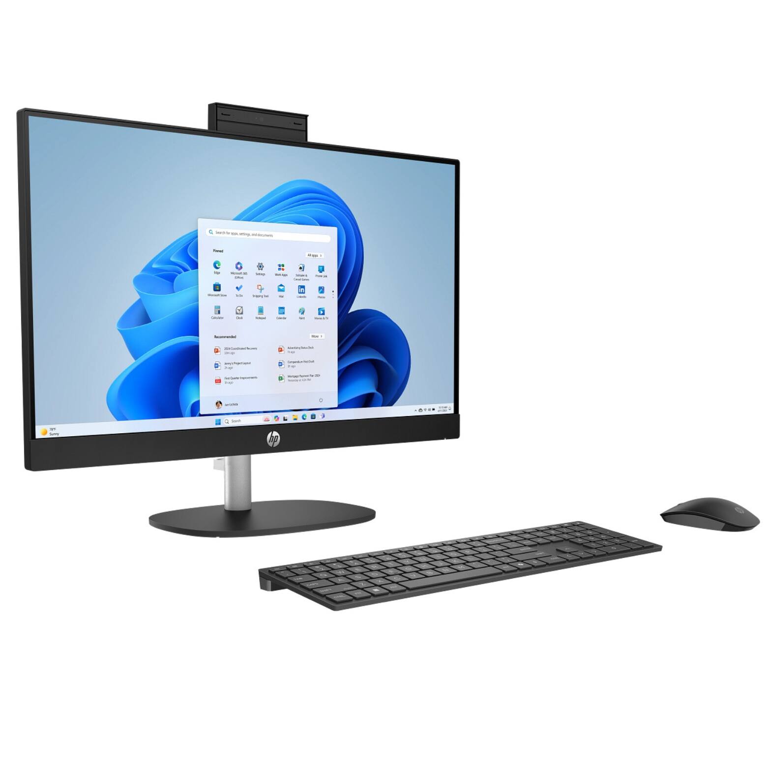 Alt View 1. HP - 24-CR2000T 23.8" FHD IPS Intel Core Ultra 5 225U 16GB DDR5 512GB SSD Intel Graphics Windows 11 Home All-in-One Desktop - Black.