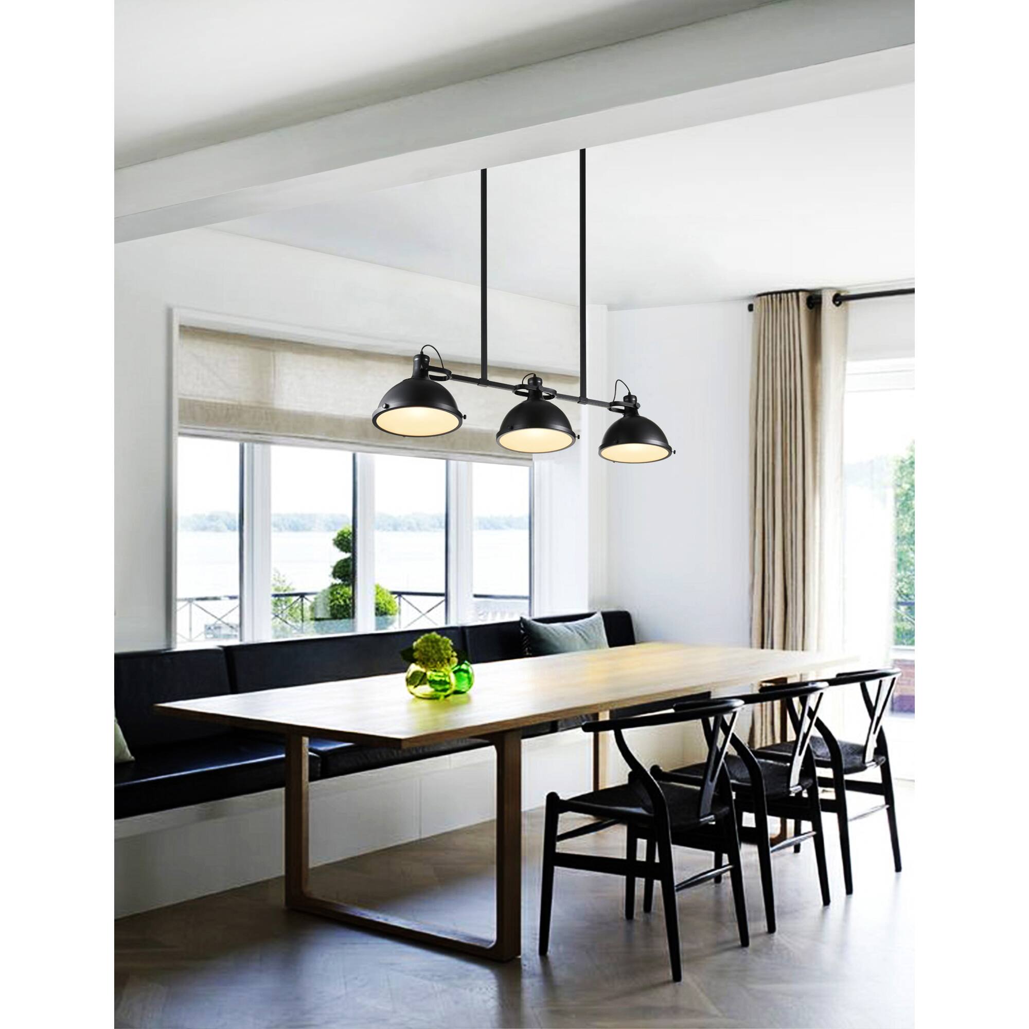 Alt View 3. CWI Lighting - Strum 3 Light Island Chandelier With Black Finish - Black.
