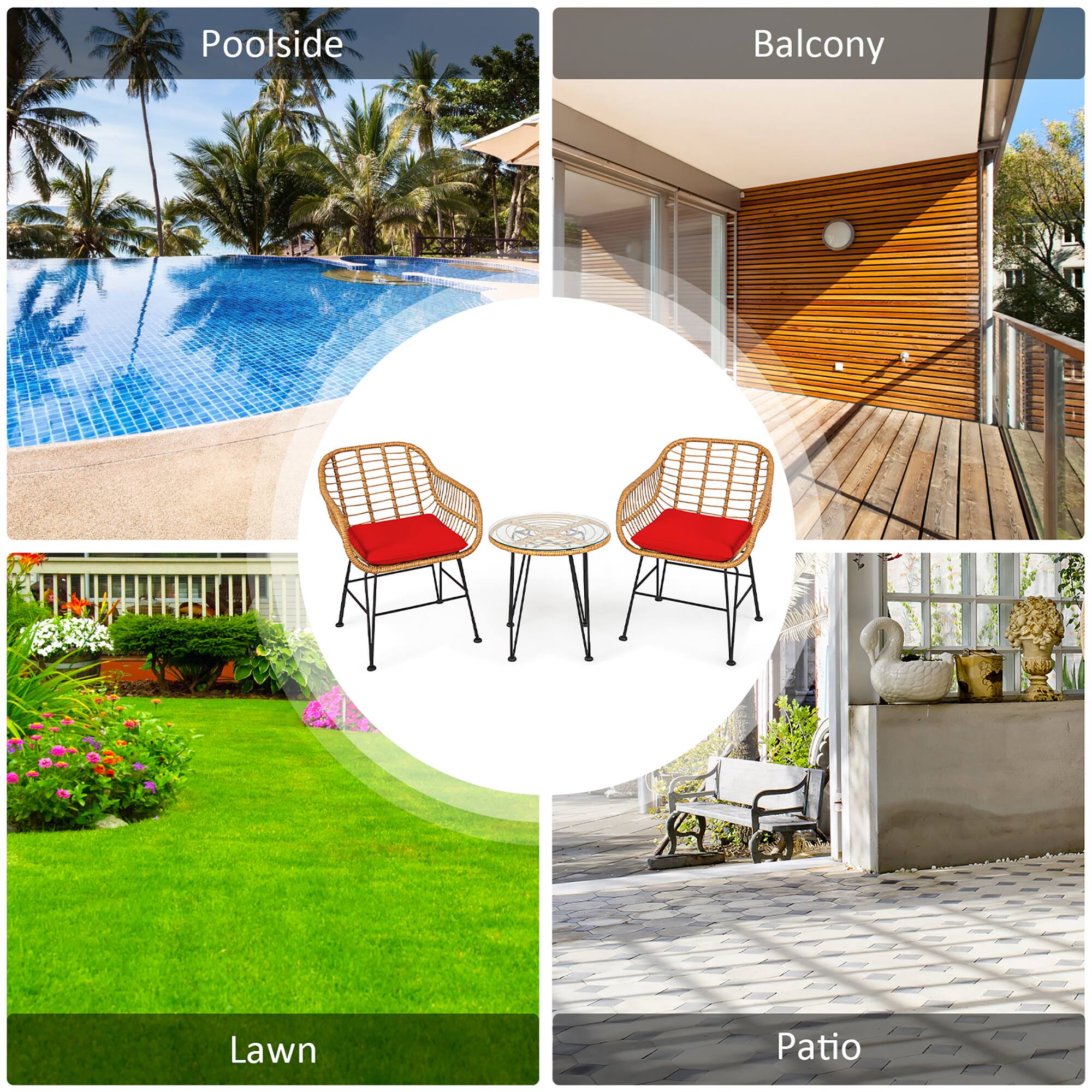 Poolside, Balcony, Lawn, Patio