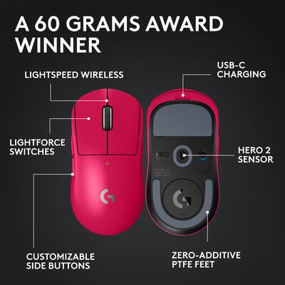 G PRO X SUPERLIGHT 2 マゼンタ Amazon.com: Logitech G PRO X Superlight 2 DEX Wireless