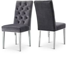 Meridian Furniture - Juno Grey Velvet Dining Chair, Set of 2 - Gray