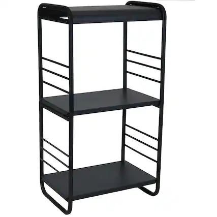 Front. Sunnydaze - 36.5 in Modern Rounded Edge Iron and Steel Firewood Log Rack - Black.