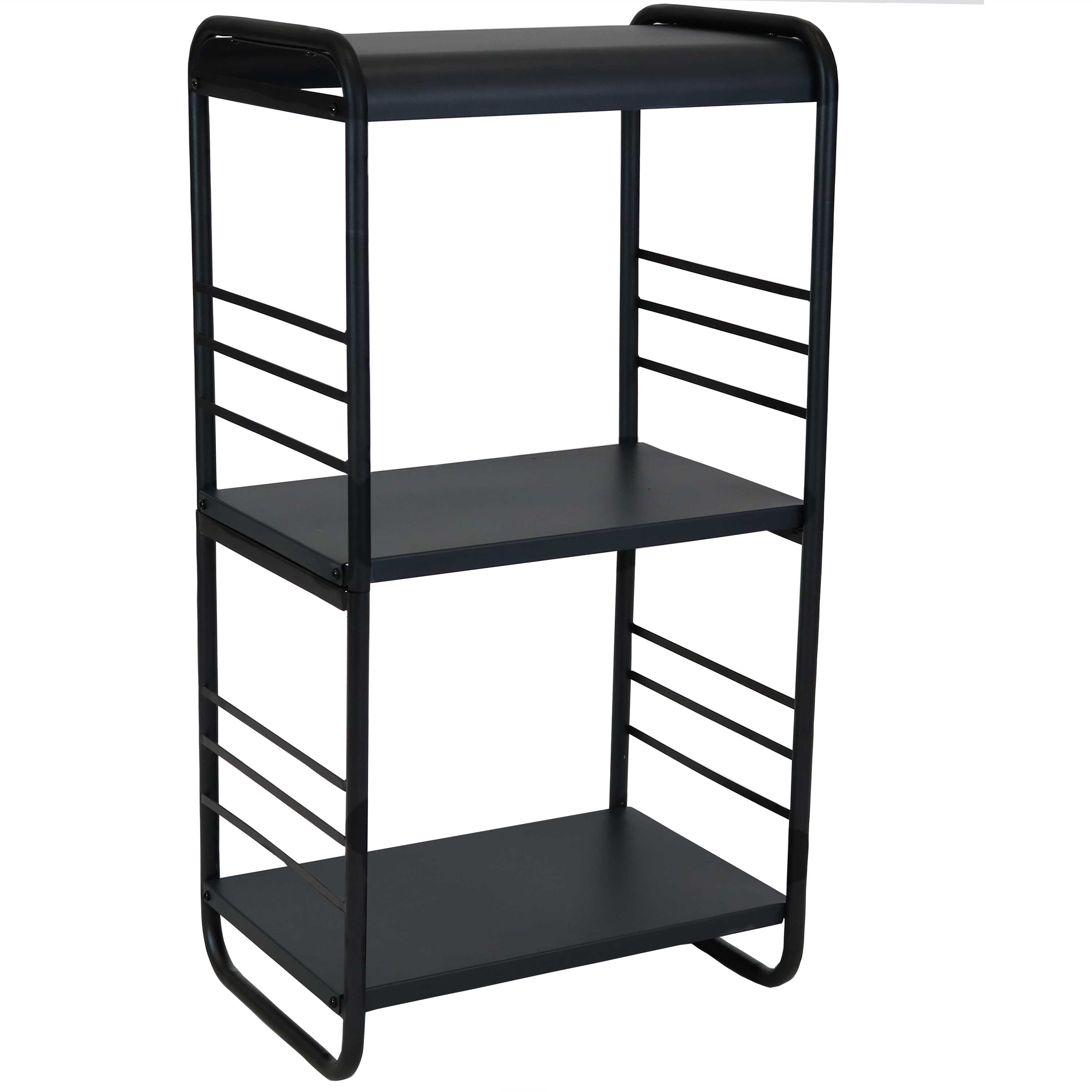 Sunnydaze - 36.5 in Modern Rounded Edge Iron and Steel Firewood Log Rack - Black