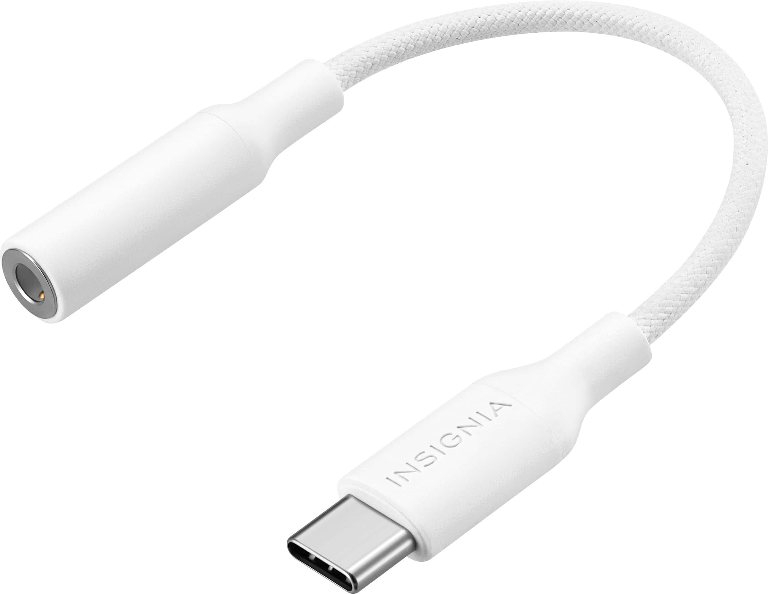 Insignia™ - 3" Male USB-C to Female 3.5 mm Adapter - White - Front_Zoom