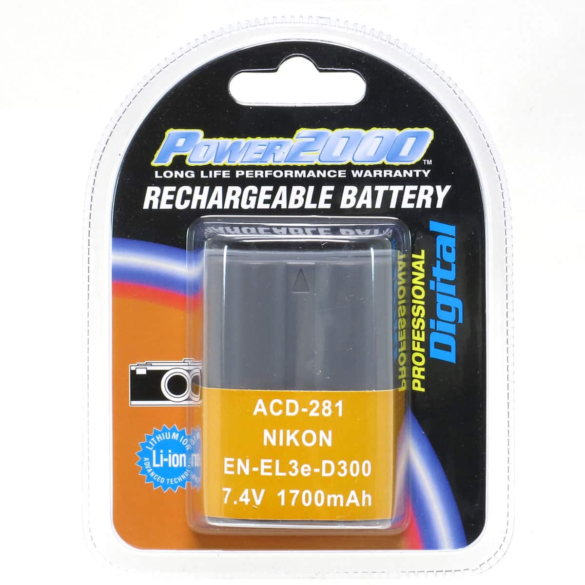 Power2000 - EN-EL3E 7.4V 1700mAh Rechargeable Lithium-Ion Battery for Nikon Digital Cameras