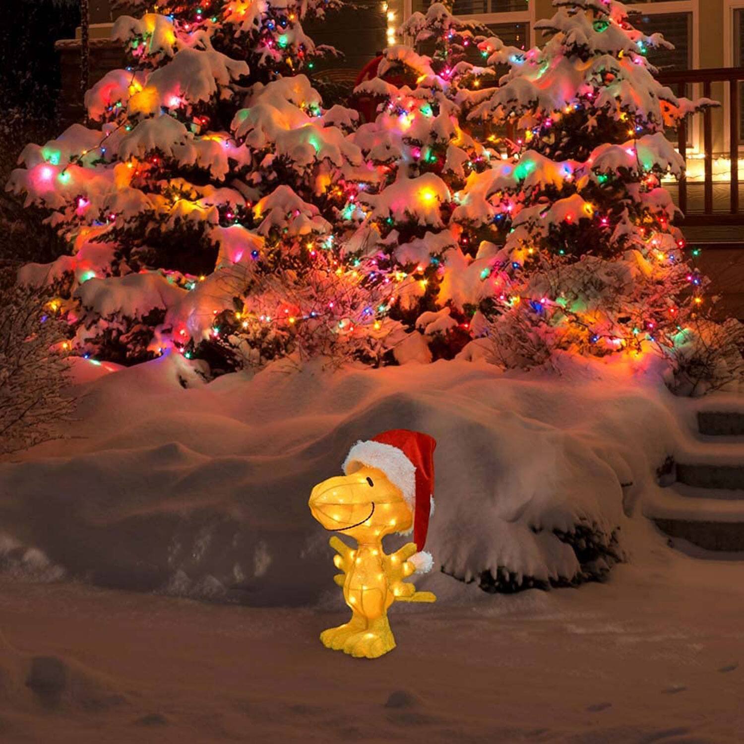 Alt View 5. ProductWorks - ProductWorks Peanuts 22" Woodstock Santa Hat Prelit Christmas Yard Decoration - Multicolor.