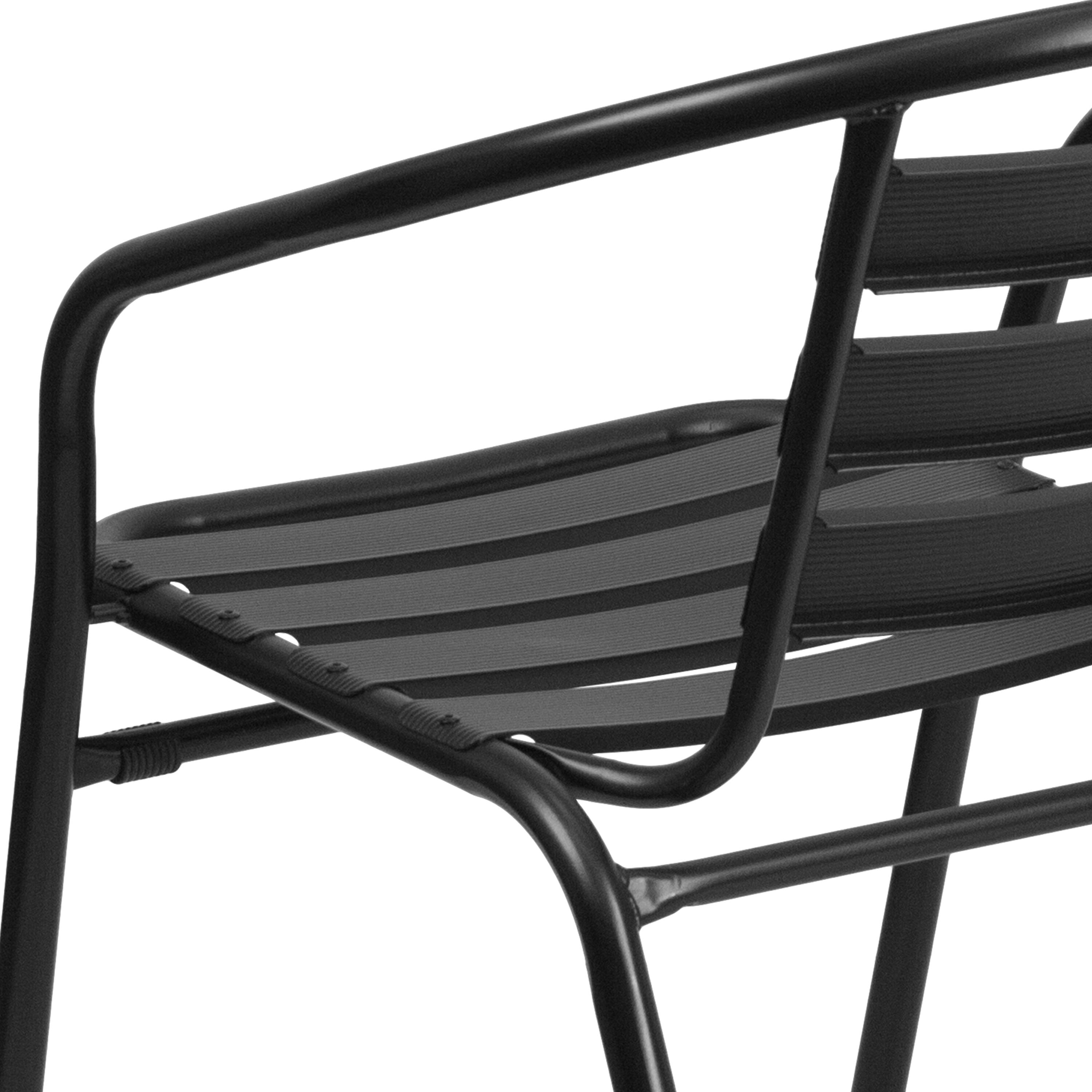 Alt View 8. Emma + Oliver - Metal Restaurant Dining Stack Chair with Aluminum Slats - Black.