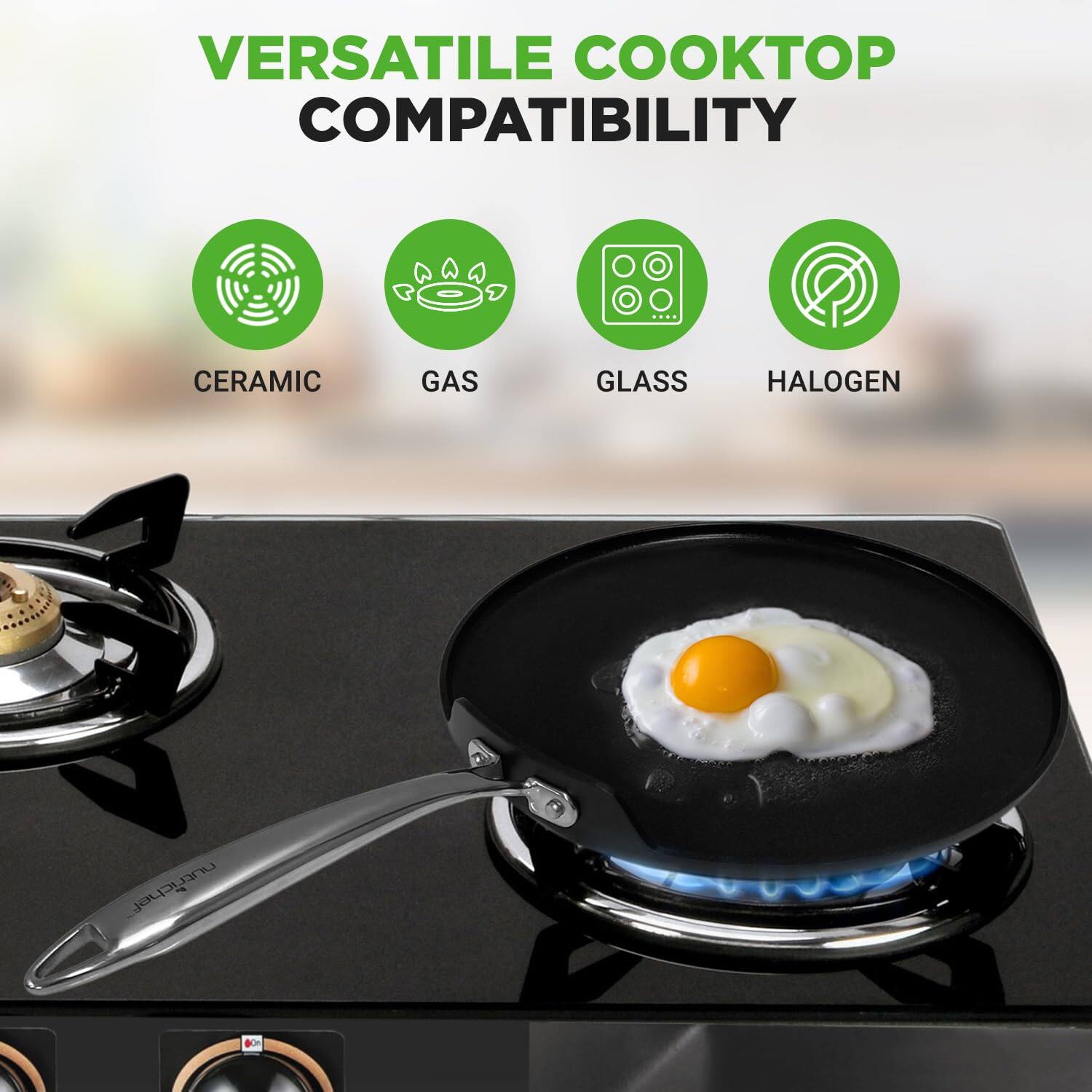 VERSATILE COOKTOP COMPATIBILITY  
CERAMIC GAS GLASS HALOGEN