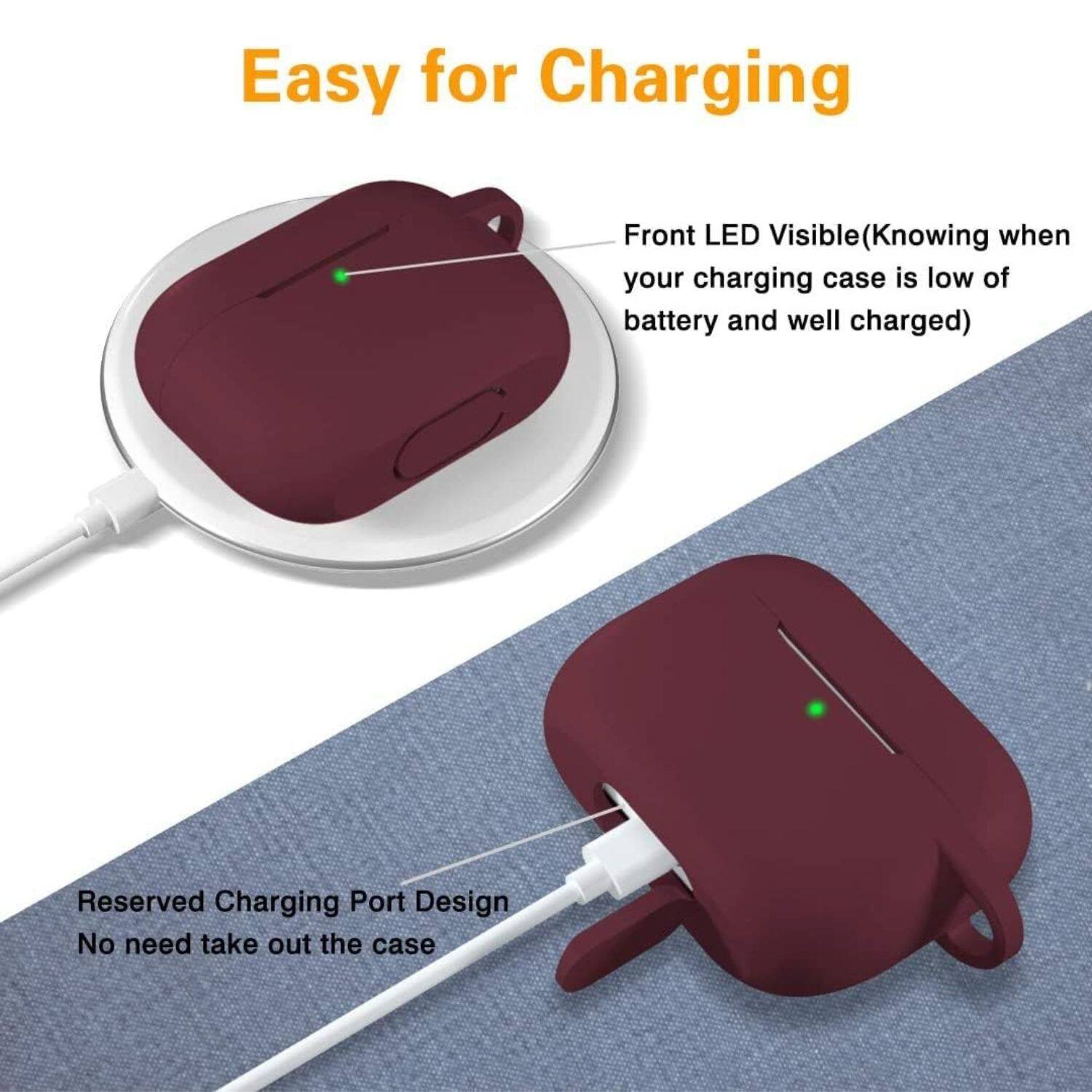 Easy for Charging

Front LED Visible (Knowing when your charging case is low of battery and well charged)

Reserved Charging Port Design
No need take out the case