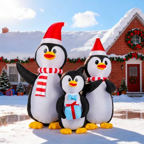 Alt View 8. Winado - Christmas Penguin Family Inflatable 6FT with Built-in LED Light Blow Up for Outdoor Yard Party Holiday Party Decorations - Multicolor.