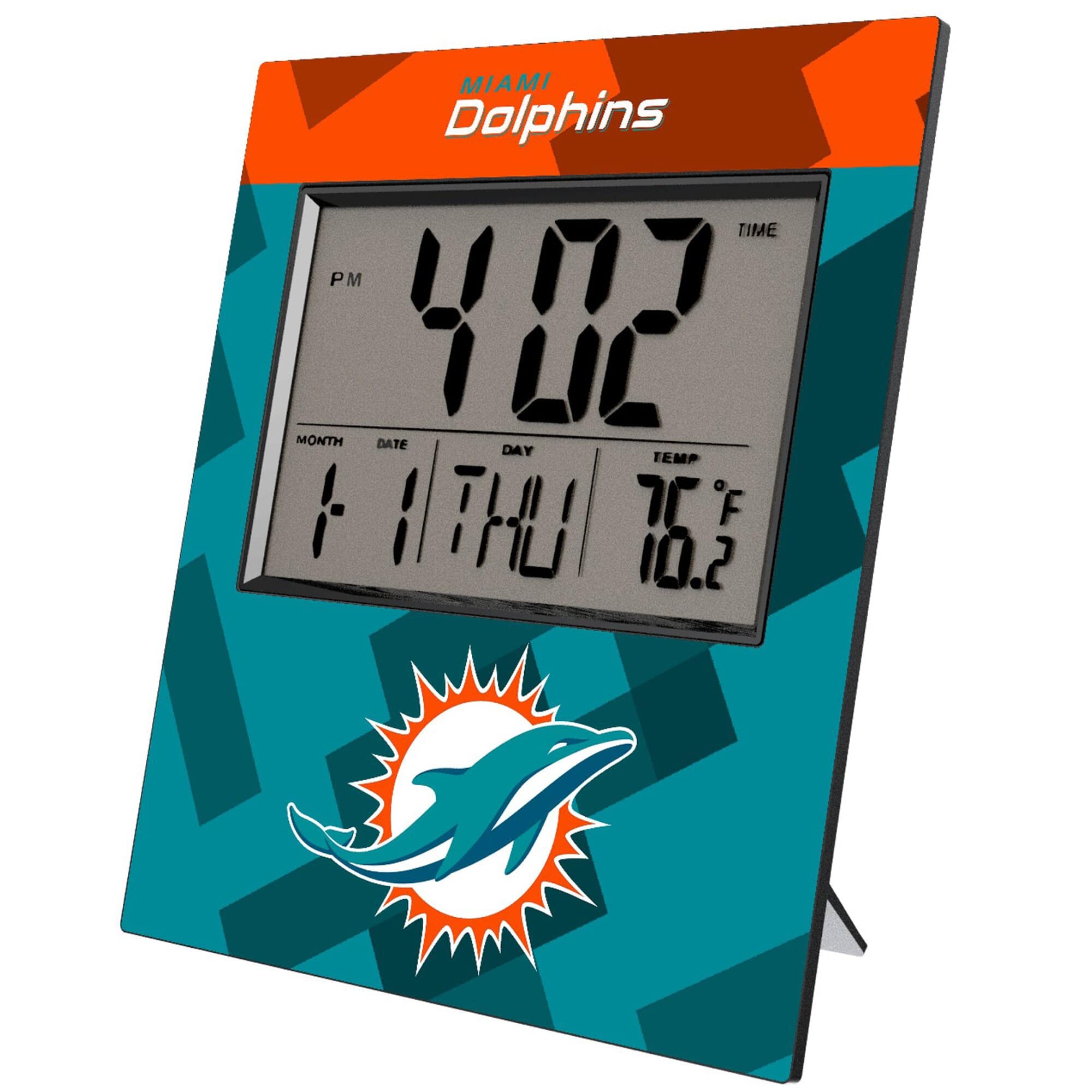 Keyscaper - Miami Dolphins Color Block Digital Desk Clock - Multicolor