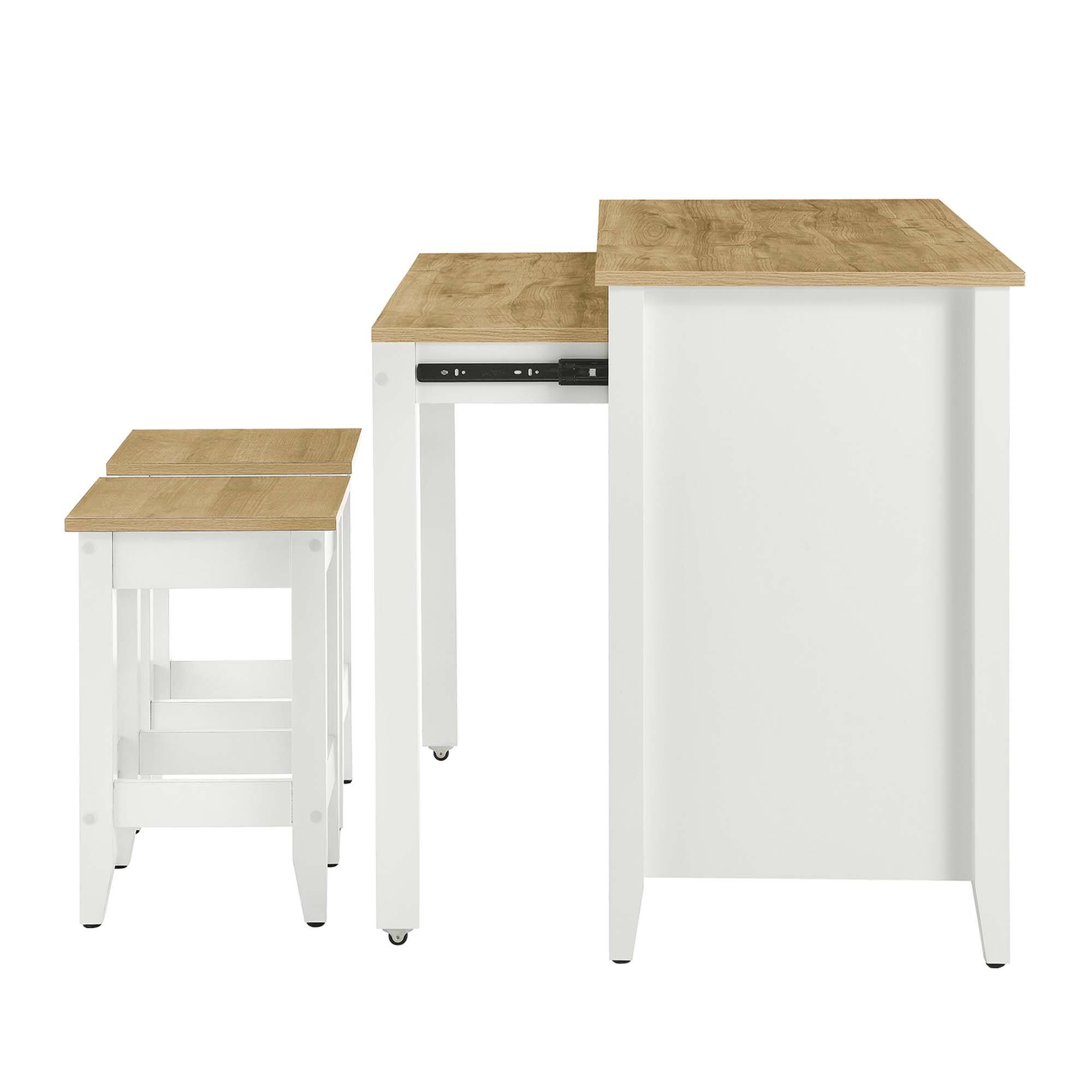 Alt View 5. Modway - Garland 3-Piece Kitchen Island and Stool Set by Modway - Oak White.