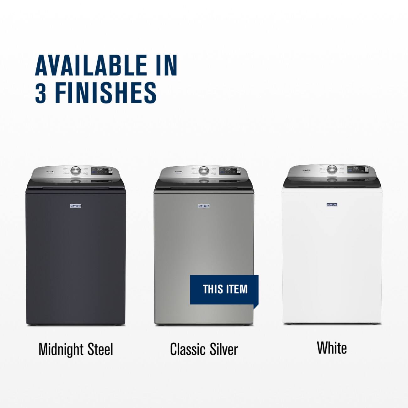 AVAILABLE IN 3 FINISHES

- Midnight Steel
- Classic Silver
- White

THIS ITEM